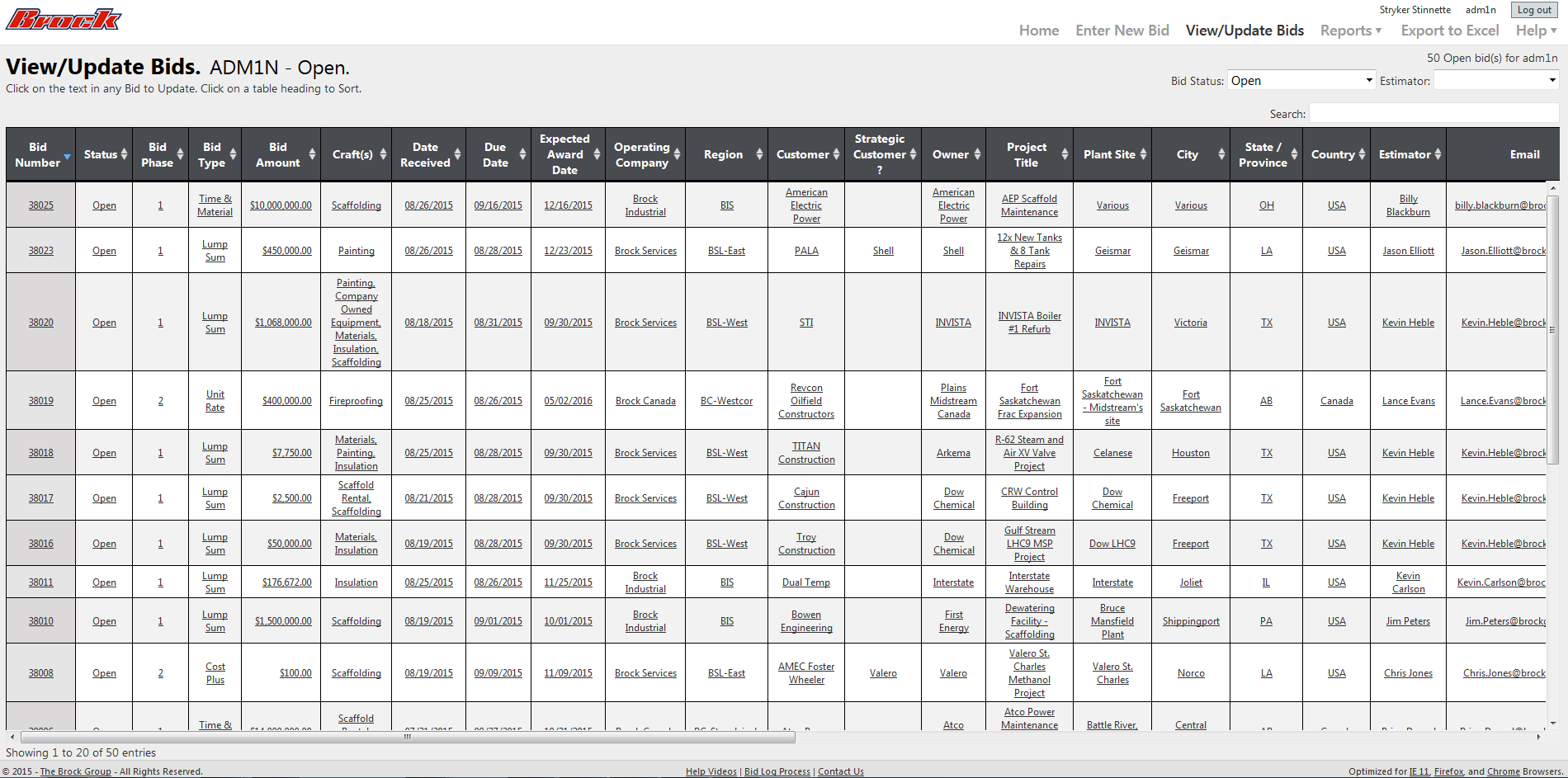 Bid Log Web Application (Brock)